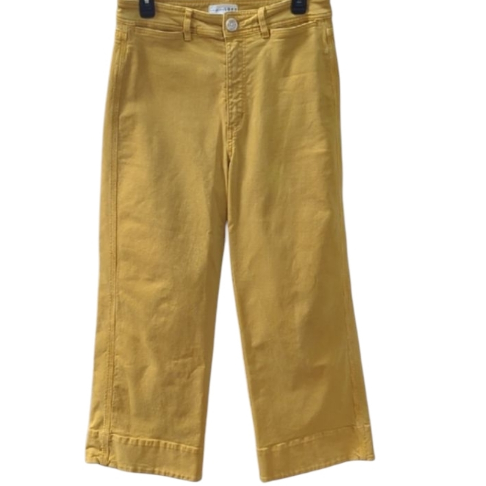 Wide Leg High Waist Mustard Yellow Color Jeans. Loft, Size 6